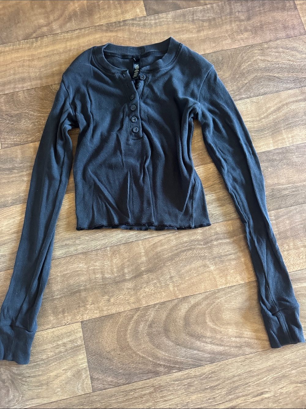 Cotton Ribbed Long-Sleeve Crop Top